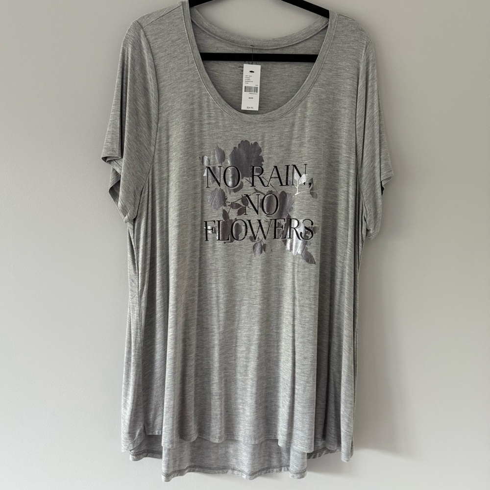 NWT Lane Bryant Gray Floral Tee